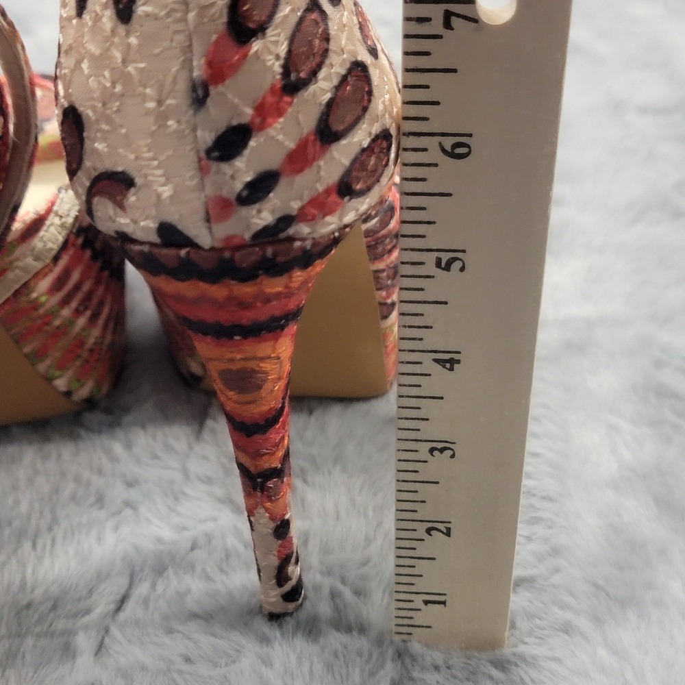 Betsey Johnson Heels Womens 7.5 Multicolor Bandit Platform Peep Toe Stiletto - Picture 13 of 14